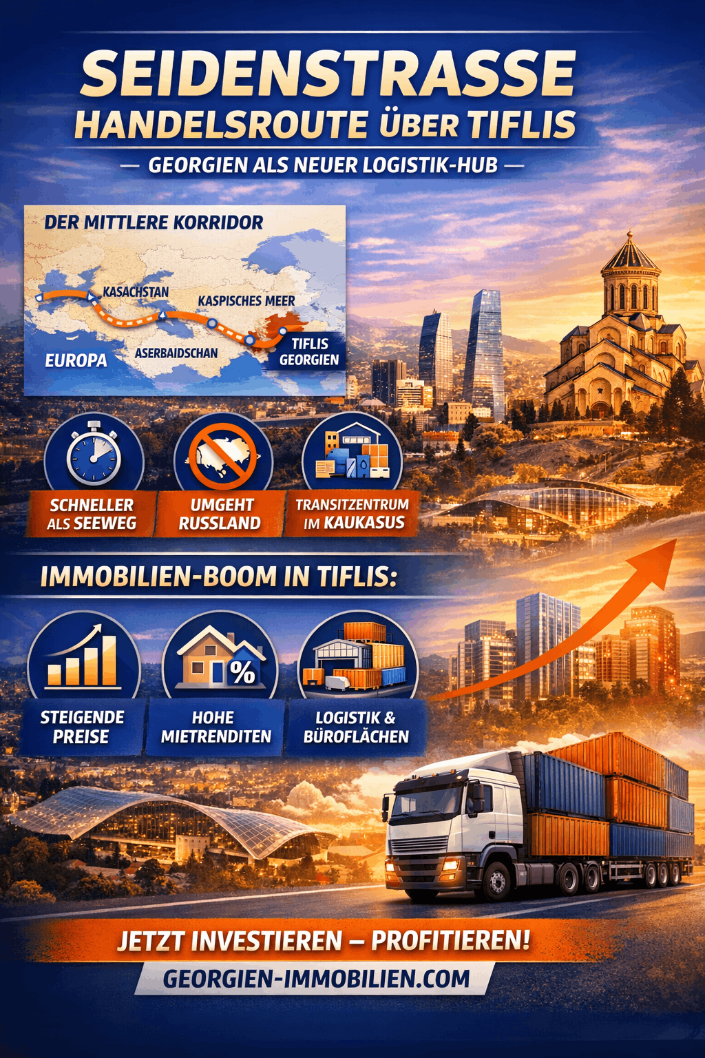 Seidenstraße Handelsroute über Tiflis Infografik Seidenstraße Handelsroute über Tiflis Infografik