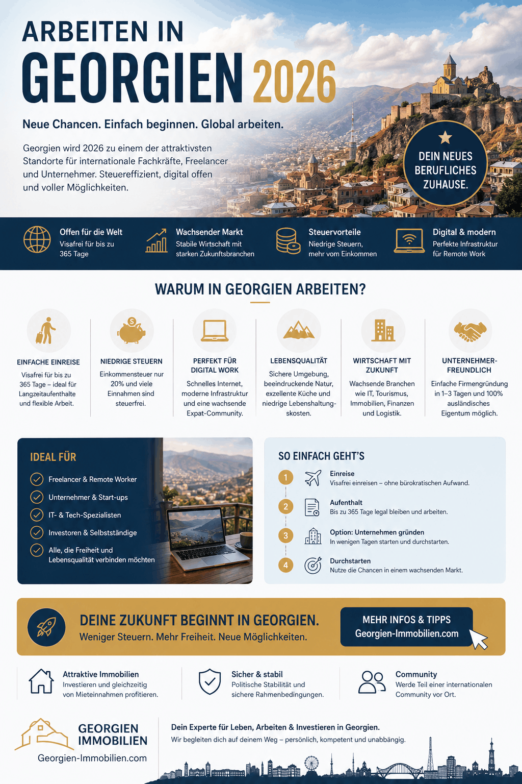 Arbeiten in Georgien 2026 Infografik Arbeiten in Georgien 2026 Infografik