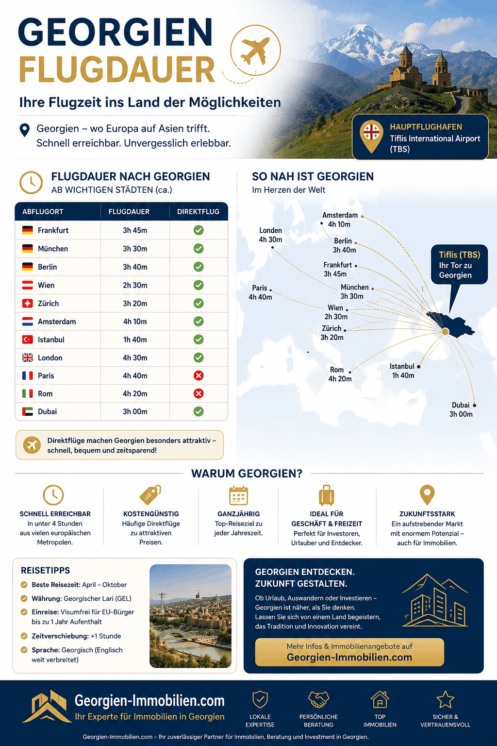 Georgien Flugdauer Infografik Georgien-Flugdauer-Infografik