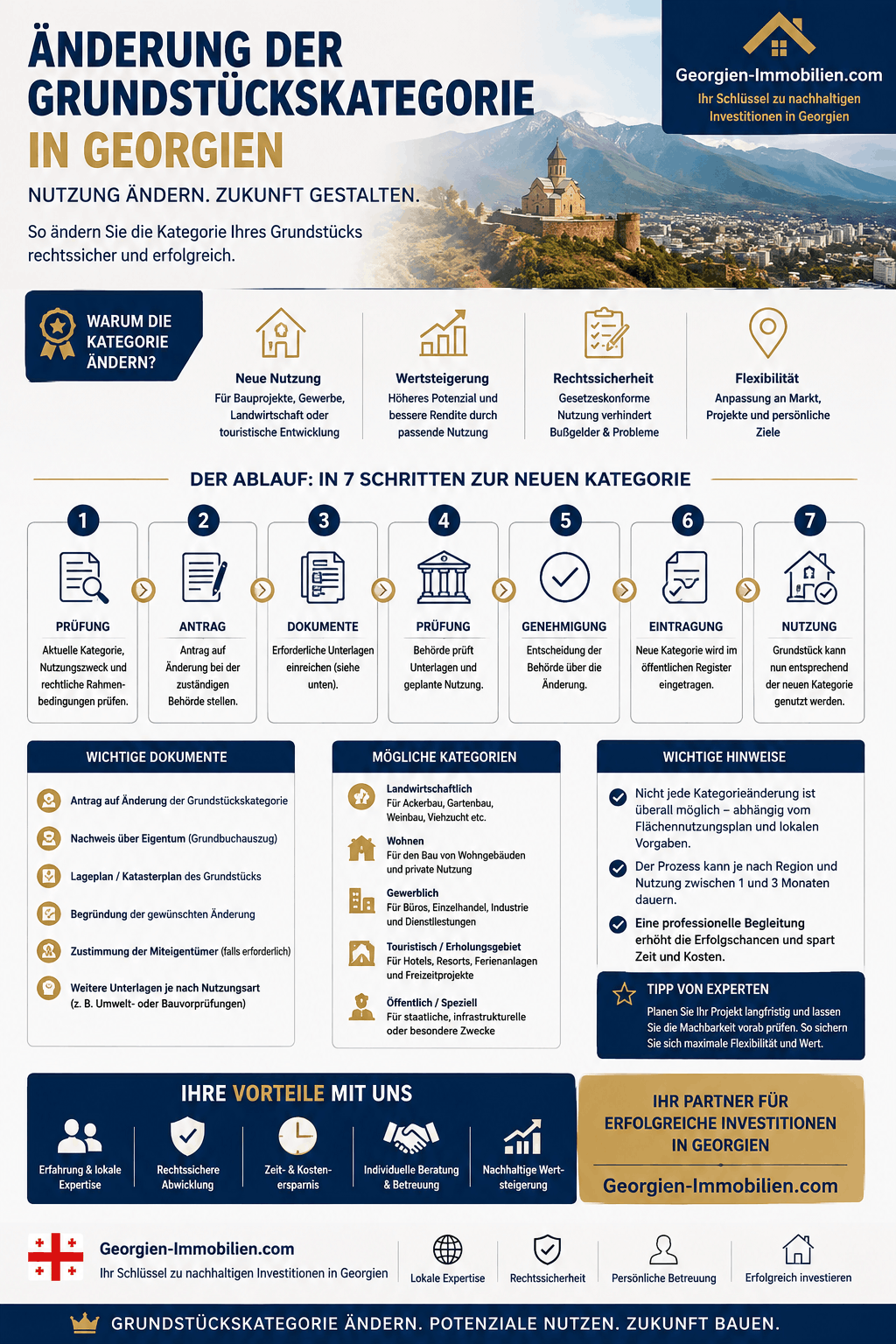 Änderung der Grundstückskategorie in Georgien Infografik Änderung der Grundstückskategorie in Georgien Infografik